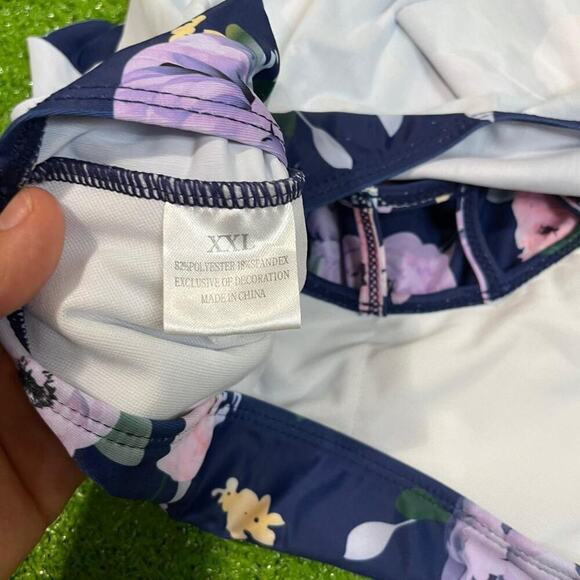 Womens Floral Two Piece Bathing Swimsuit Floral Flowy High Rise Bottoms Vacation - Picture 5 of 5